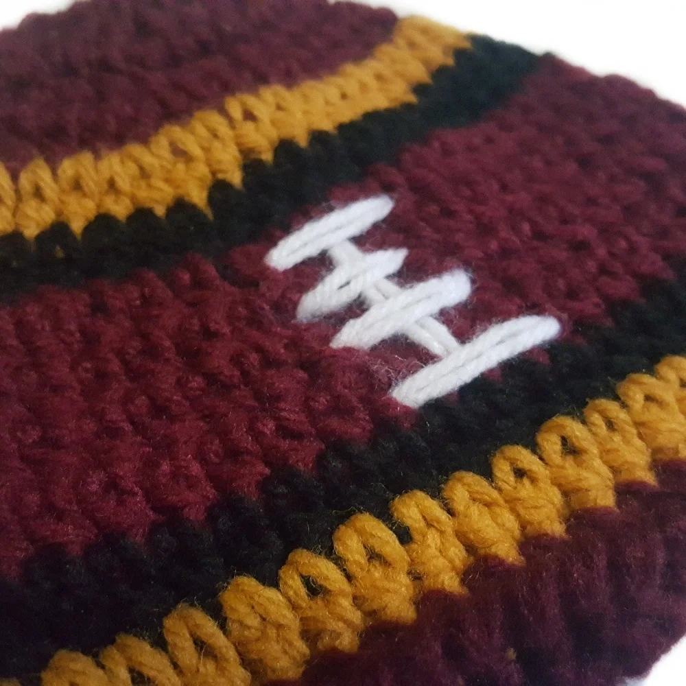 SF 49ers Inspired Football Handmade Beanie-Size 0-3M